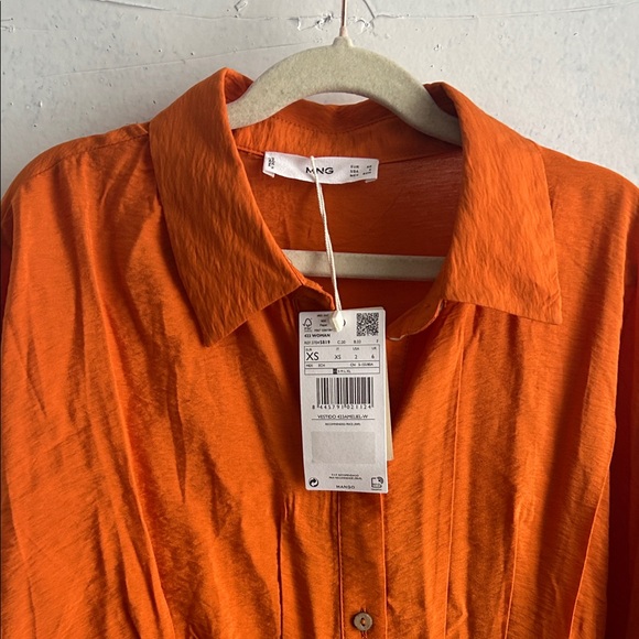 NWT Mango Vibrant Orange Long Sleeve Dress- size XS - Picture 2 of 4